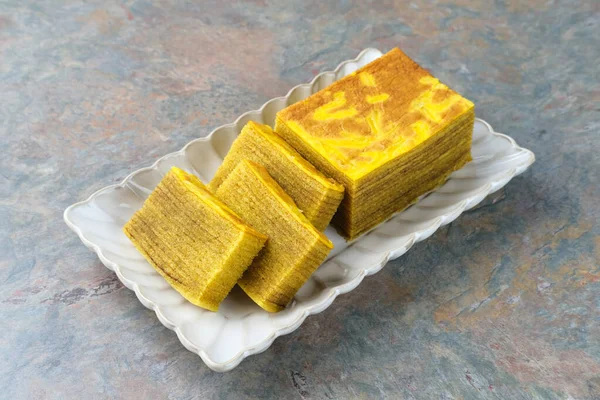 Lapis Legit Spekuk Spekkoek Delicious Indonesian Cake Consists Many Layers — Stock Photo, Image