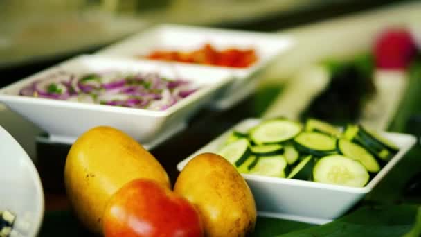 A close up of a tray of food — Vídeo de Stock