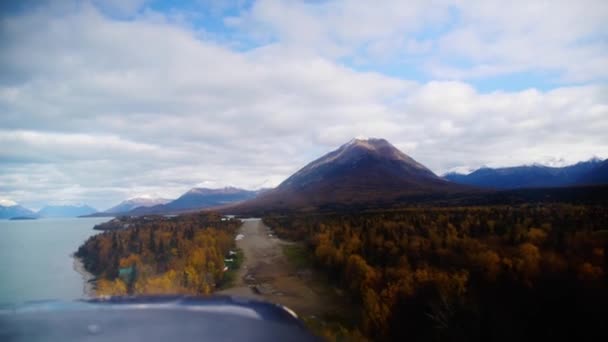 Wide POV through airplane wind shield as airplane lands — Stock Video