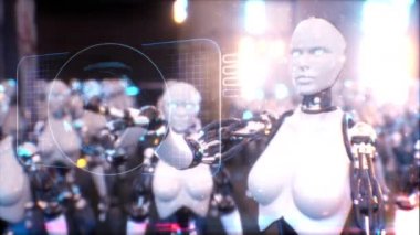 Yüksek çözünürlüklü robotlar grubunun önünde bir robot.