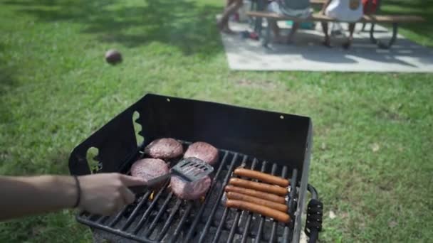 Grill w parku — Wideo stockowe