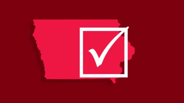 A State of Iowa voting check box animation republican party red — Stock Video