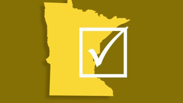 Stát Minnesota hlasování zaškrtávací políčko animace liberální strana žlutá — Stock video