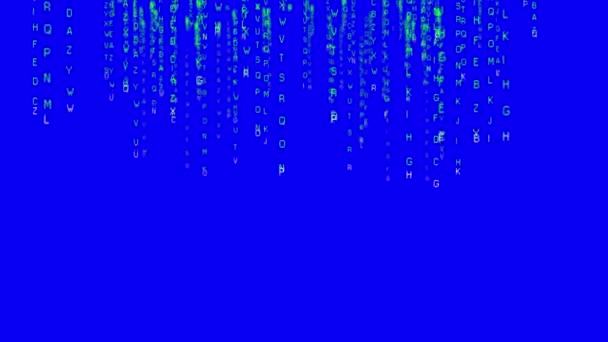 Ein Matrix-Code fällt Blue Screen Englisch Push-in — Stockvideo