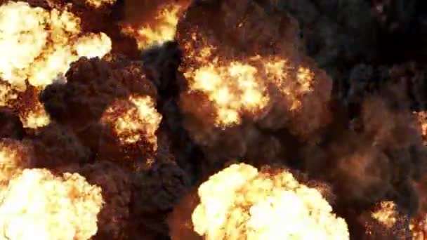 Величезний вибух, що заповнює всю рамку перед чорним тлом — стокове відео