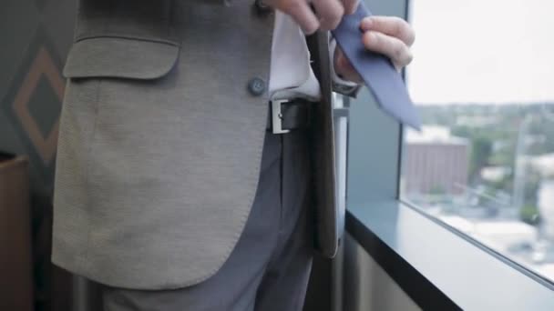 A Medium shot of businessman with his hand in his pocket — Stock Video