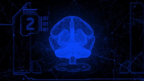 Blue digital brain scan of a human brain — Stock Video