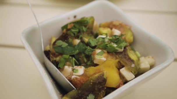 A box filled with different types of food on a tray — Stock Video