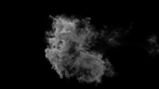 Enorme brand explosie gevolgd door rook drop-off in de voorkant van zwarte achtergrond — Stockvideo