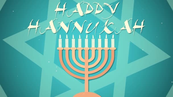 Happy Hanukkah uroczysty animowany ruch graficzny niebieski — Wideo stockowe