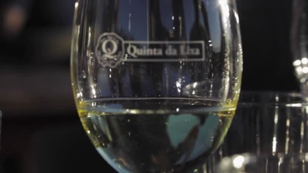 Um close-up de um copo de vinho — Vídeo de Stock