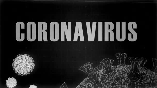 A spinning diagram of black and white novel coronavirus — Stock Video