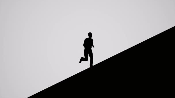 Silhouetted człowiek biegnie po skośnej powierzchni — Wideo stockowe