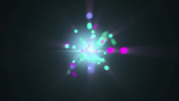 Une particule subatomique multicolore rebondissant des atomes neutrons animation de mouvement — Video