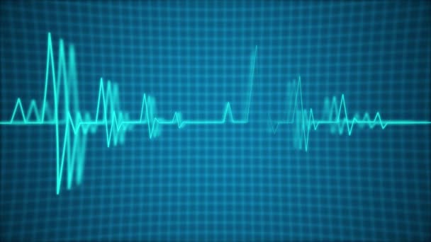 Een Blue looping EKG monitor golven — Stockvideo