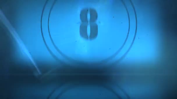 Μια αντίστροφη μέτρηση ρετρό διαφάνειες προβολέα φιλμ μπλε κόκκου — Αρχείο Βίντεο