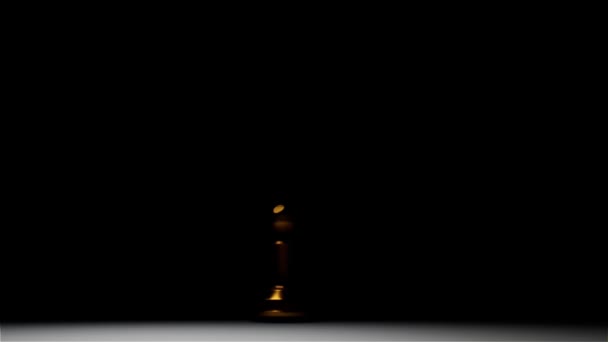 A Reveal realistic animation CGI pawn chess game piece shadow silhouette gold — Stock Video