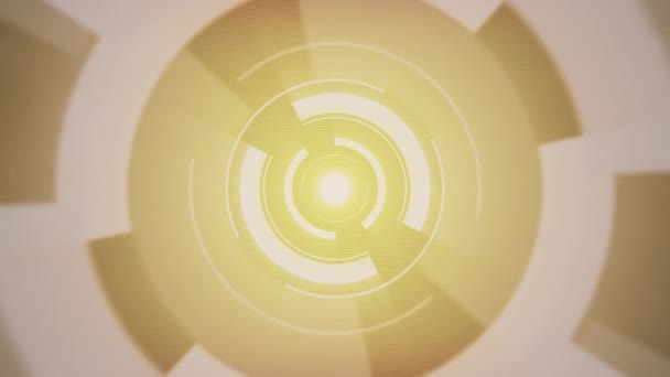 Ein gelbes digitales abstraktes kreisförmiges geometrisches Gebilde rotiert — Stockvideo