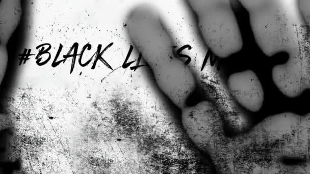 A Hashtag black lives matter racial injustice black and white animated — Stock Video