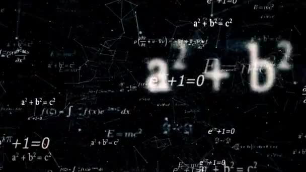 En vetenskaplig matematik problem flyger på skärmen med astrologi överlagring — Stockvideo