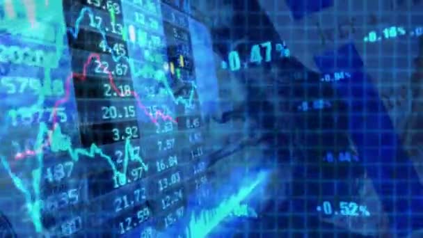 Azul ondas de dados financeiros — Vídeo de Stock