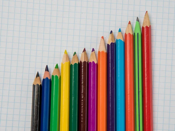 Colored pencils closeup on white background — Stock Photo, Image
