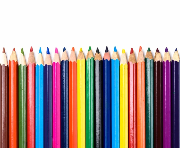 Colored pencils closeup on white background — Stock Photo, Image