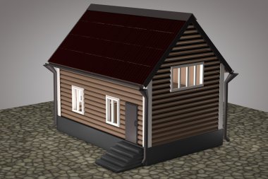 Kırmızı çatı ile küçük ev 