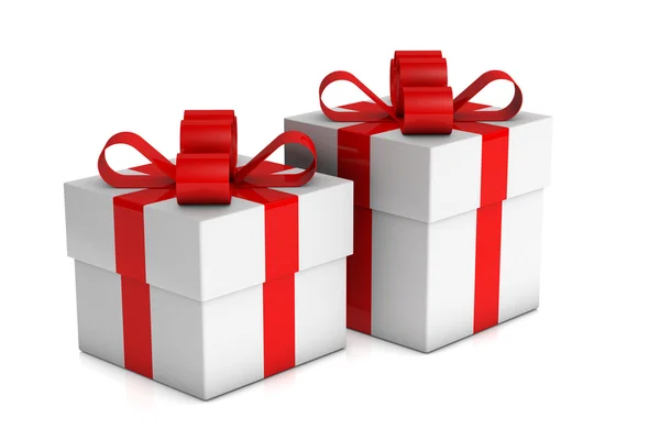 Twee witte geschenkdozen — Stockfoto