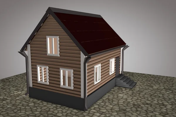 Klein huisje met rode dak — Stockfoto