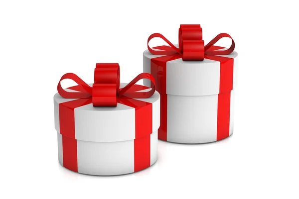Twee witte geschenkdozen — Stockfoto