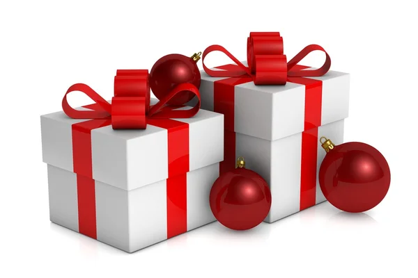 Vánoční dárková krabička s dekoracemi — Stock fotografie
