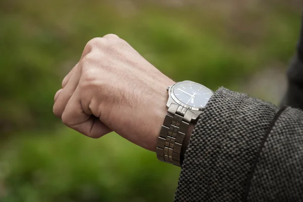 Closeup of watch and the hand — Stock Photo, Image