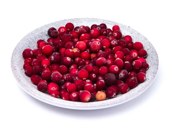 Cranberries in a wicker tray — Stock Photo, Image