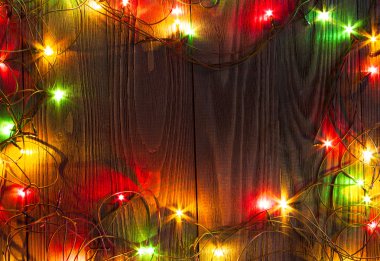 Noel ve yeni yıl çelenk çerçeve. Arka plan, keskinleştirme.