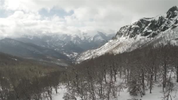 Flygfoto från bergen på vintern — Stockvideo