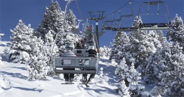 木のスキー場のリフト — ストック動画