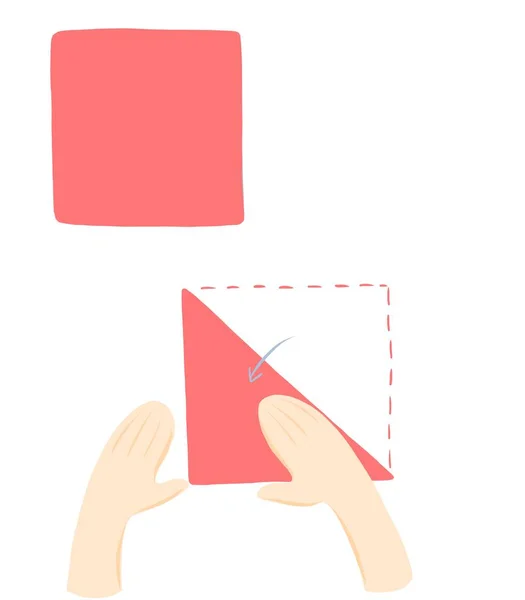 Istruzioni passo-passo per fare un tulipano origami festivo di carta.Regalo per madre, sorella o nonna. Fase 1 — Foto Stock