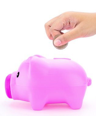 Piggy Bank 'a madeni para yatırıyorum.