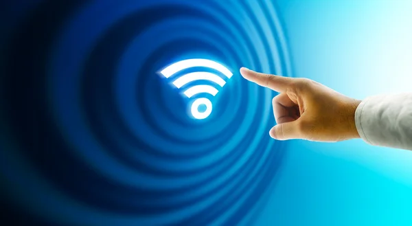 İş wifi bağlantı simgesi web düğmesi — Stok fotoğraf