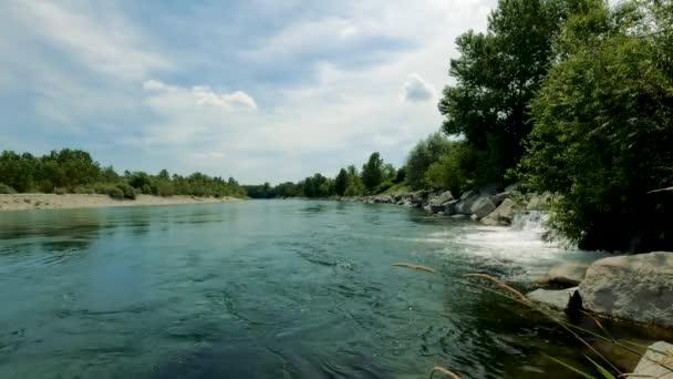 Panorama Auf Dem Fluss Ticino — Stockvideo