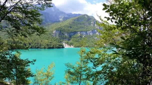 Panorama Jezera Molveno Smaragdové Jezero Dolomity Itálie — Stock video