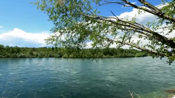 Panorama Met Blue Sky Water Wolken — Stockvideo