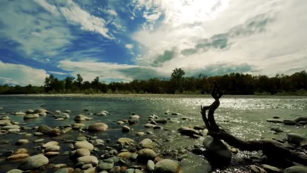 Vue Ensemble Coucher Soleil Sur Rivière — Video