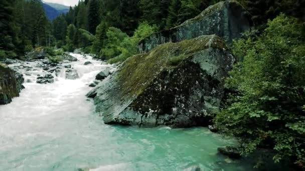 Luchtdrone Landschap Van Sarca Rivier Dolomieten — Stockvideo