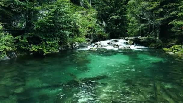 Εναέρια Drone Επισκόπηση Της Λίμνης Turquoise Στις Άλπεις — Αρχείο Βίντεο