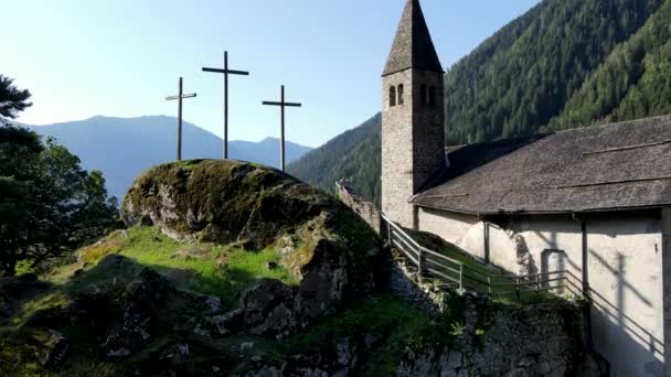 Drone Aéreo Iglesia Medieval Santo Stefano Italia Mccxliv — Vídeo de stock