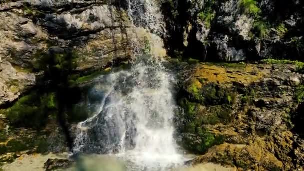 Drone Aéreo Paisaje Las Cascadas Valesinella — Vídeo de stock