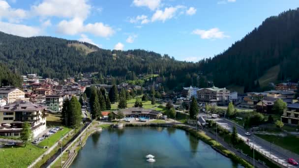 Aerial Drone Landscape Dolomites Madonna Campiglio — Stock Video