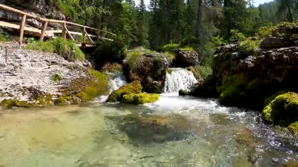 Panorama Valesinella Waterfalls — Stock Video